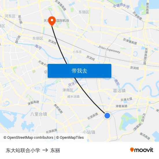 东大站联合小学 to 东丽 map