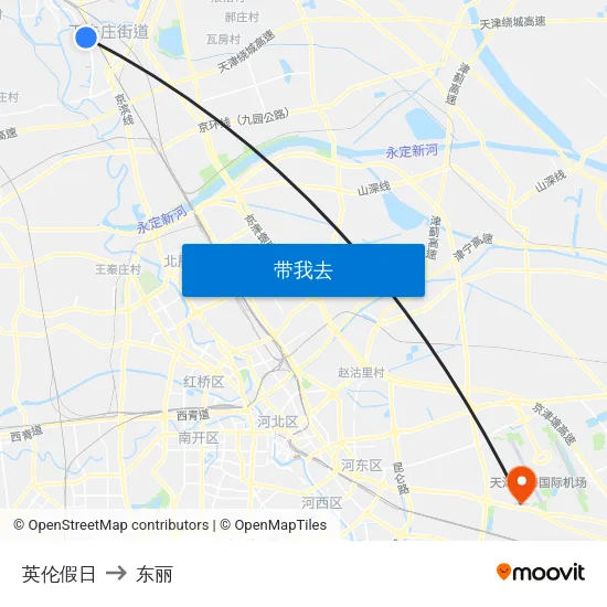 英伦假日 to 东丽 map