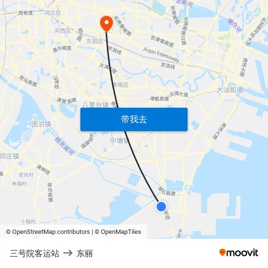 三号院客运站 to 东丽 map