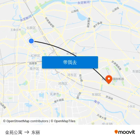 金苑公寓 to 东丽 map