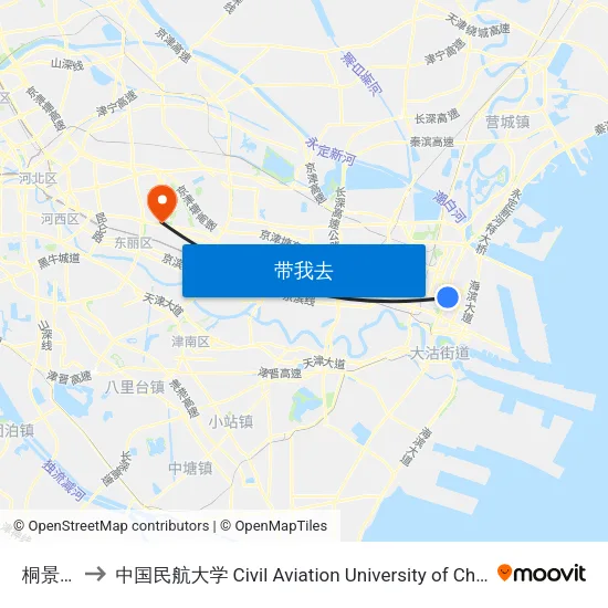 桐景园 to 中国民航大学 Civil Aviation University of China map