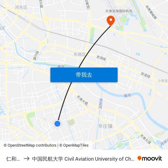 仁和园 to 中国民航大学 Civil Aviation University of China map