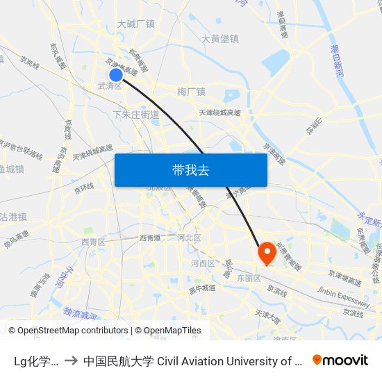 Lg化学厂 to 中国民航大学 Civil Aviation University of China map