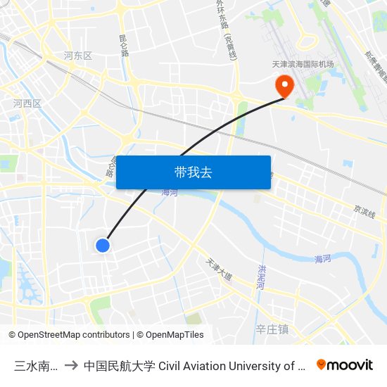 三水南里 to 中国民航大学 Civil Aviation University of China map