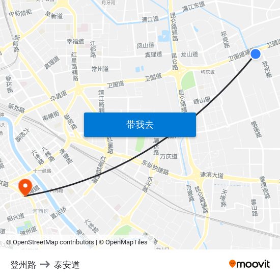 登州路 to 泰安道 map