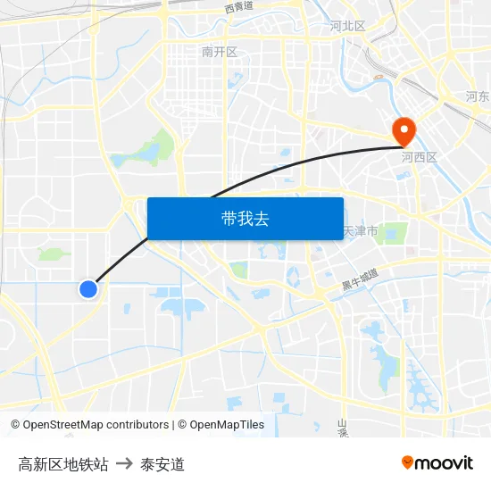 高新区地铁站 to 泰安道 map