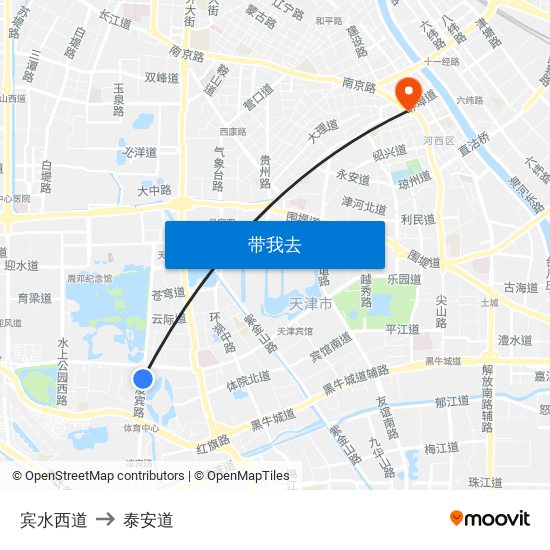 宾水西道 to 泰安道 map