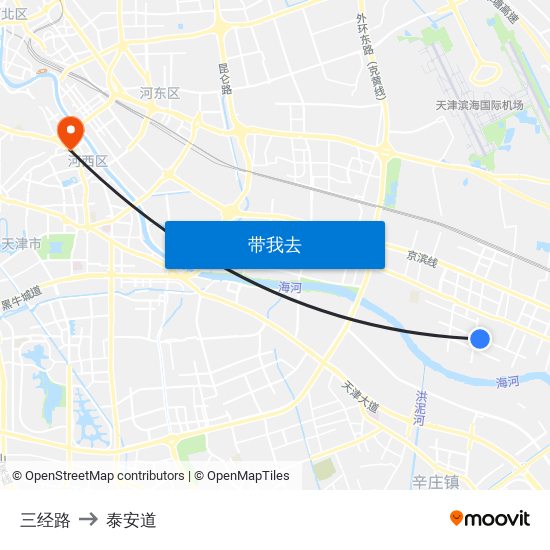 三经路 to 泰安道 map