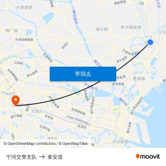 宁河交警支队 to 泰安道 map