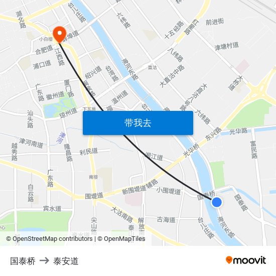 国泰桥 to 泰安道 map