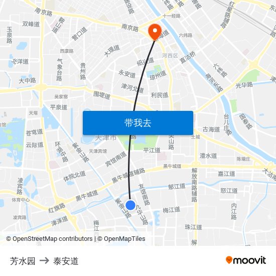 芳水园 to 泰安道 map