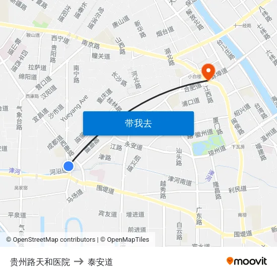 贵州路天和医院 to 泰安道 map