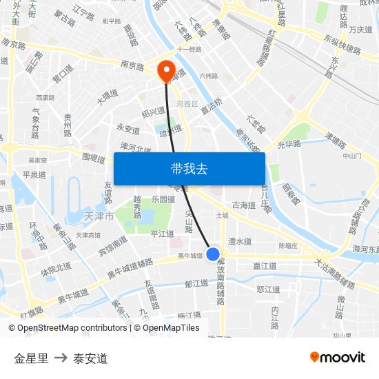金星里 to 泰安道 map