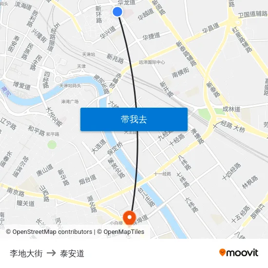 李地大街 to 泰安道 map