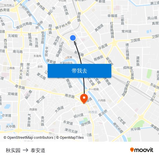 秋实园 to 泰安道 map