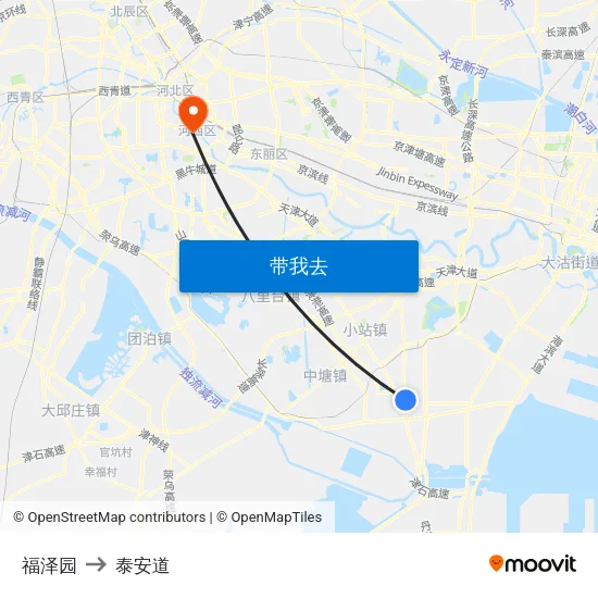 福泽园 to 泰安道 map