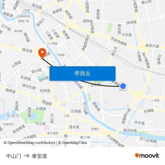 中山门 to 泰安道 map