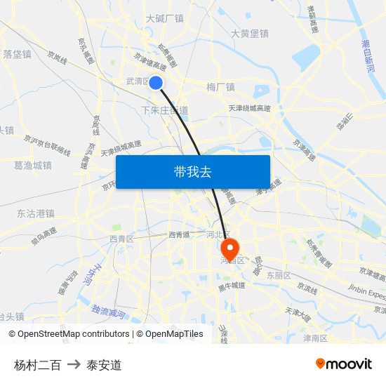 杨村二百 to 泰安道 map