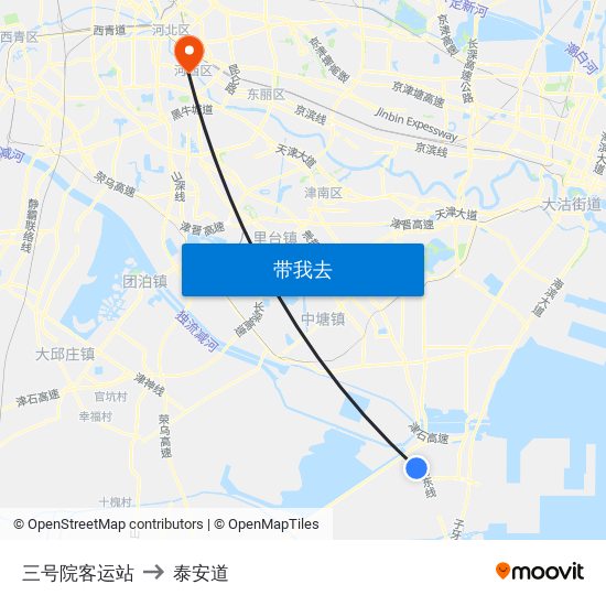 三号院客运站 to 泰安道 map