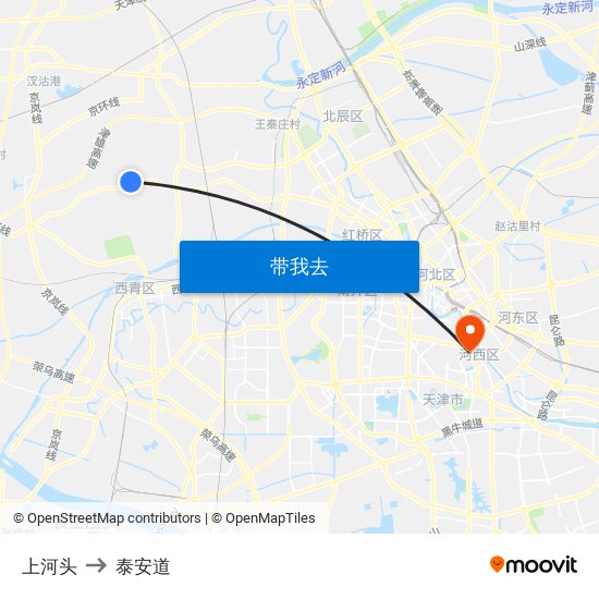 上河头 to 泰安道 map
