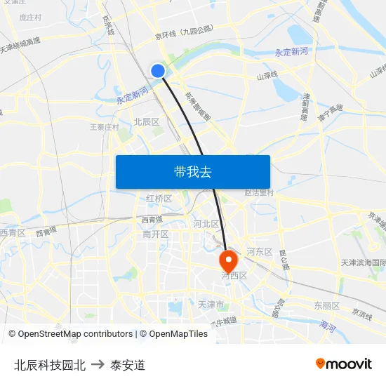 北辰科技园北 to 泰安道 map