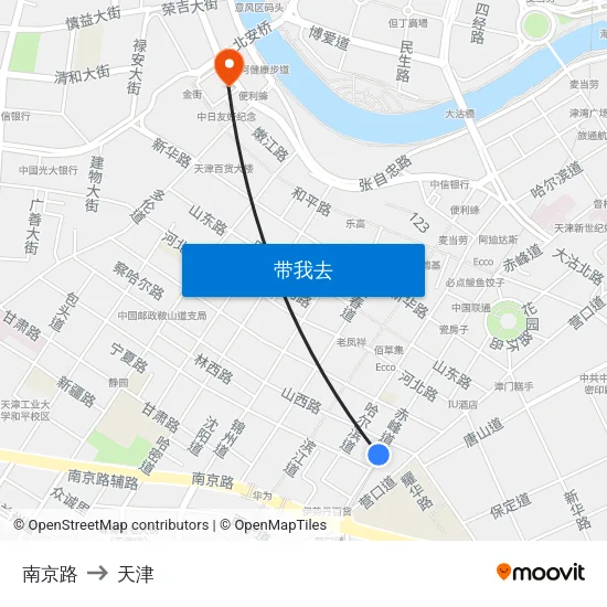 南京路 to 天津 map