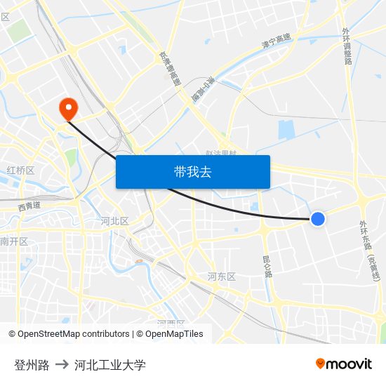 登州路 to 河北工业大学 map