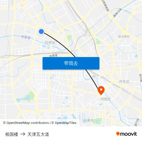 裕国楼 to 天津五大道 map