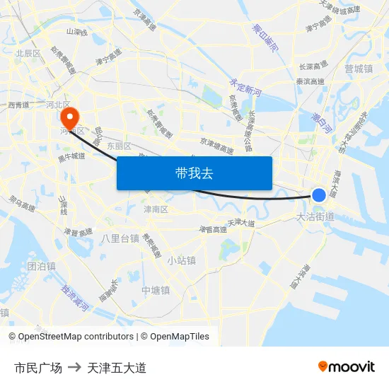市民广场 to 天津五大道 map