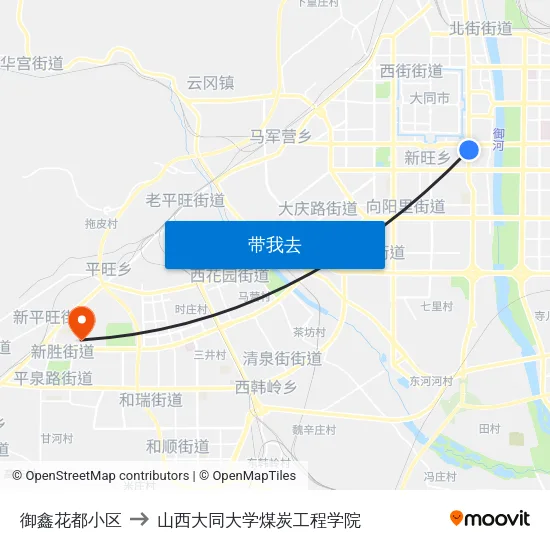 御鑫花都小区 to 山西大同大学煤炭工程学院 map