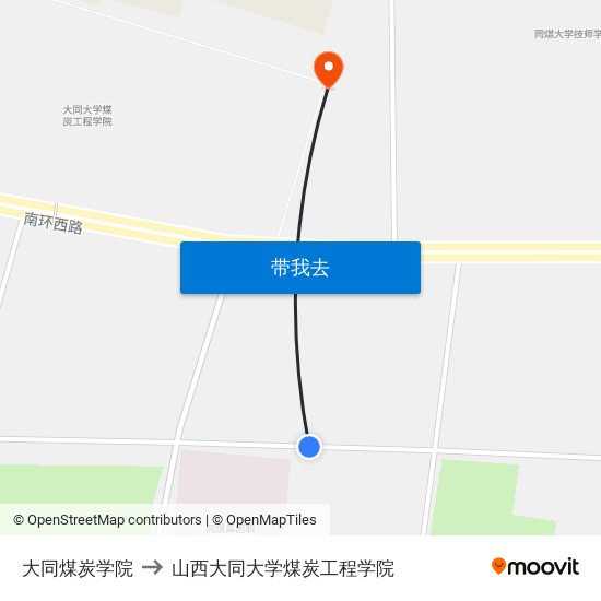 大同煤炭学院 to 山西大同大学煤炭工程学院 map