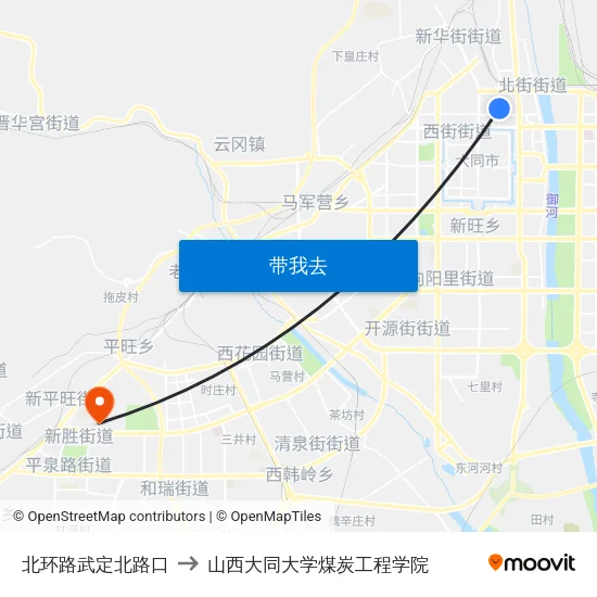 北环路武定北路口 to 山西大同大学煤炭工程学院 map