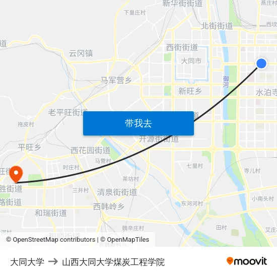 大同大学 to 山西大同大学煤炭工程学院 map