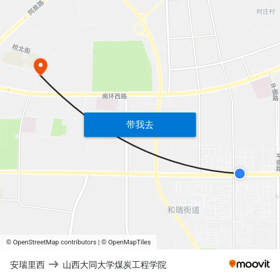 安瑞里西 to 山西大同大学煤炭工程学院 map