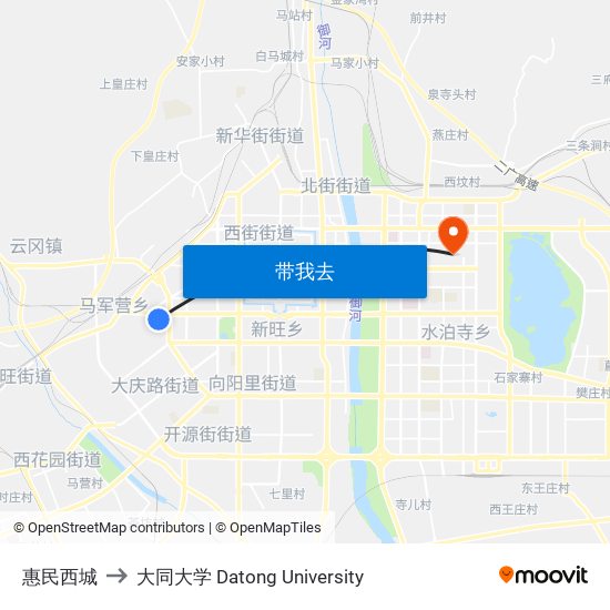 惠民西城 to 大同大学 Datong University map