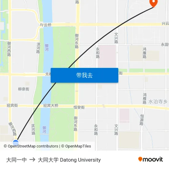 大同一中 to 大同大学 Datong University map