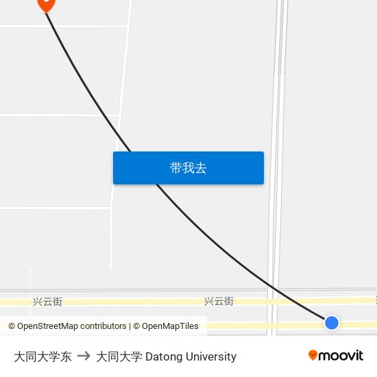 大同大学东 to 大同大学 Datong University map