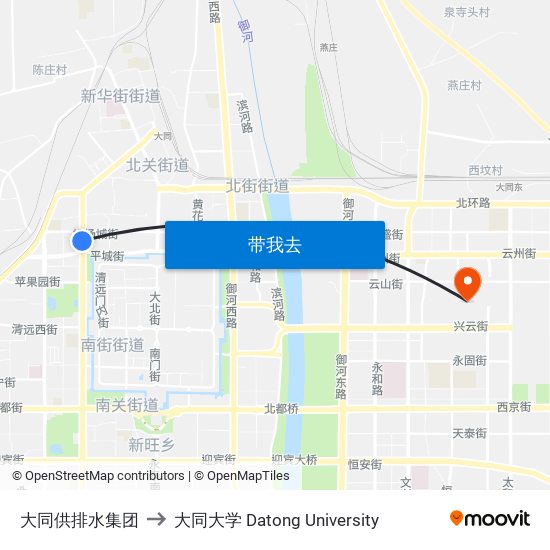 大同供排水集团 to 大同大学 Datong University map