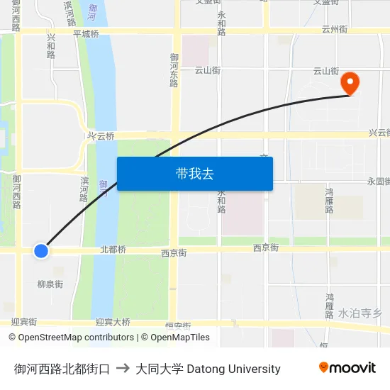 御河西路北都街口 to 大同大学 Datong University map