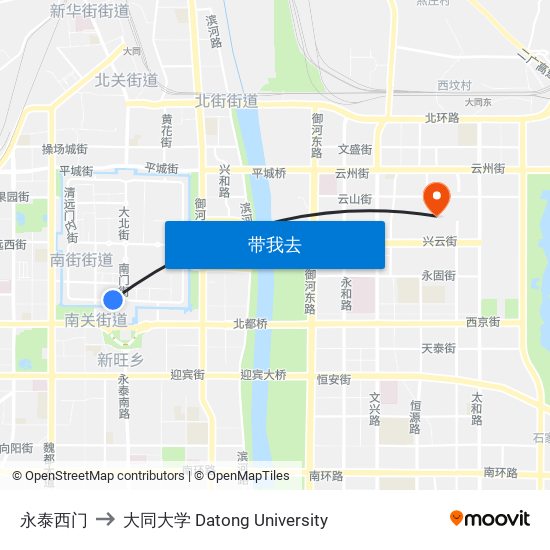 永泰西门 to 大同大学 Datong University map