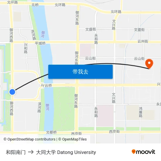 和阳南门 to 大同大学 Datong University map