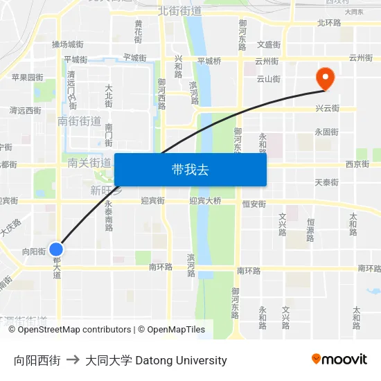 向阳西街 to 大同大学 Datong University map