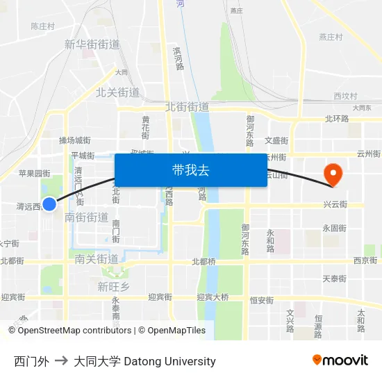 西门外 to 大同大学 Datong University map