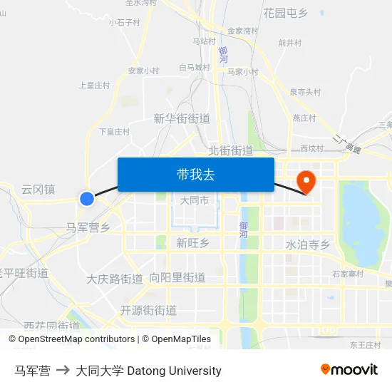 马军营 to 大同大学 Datong University map
