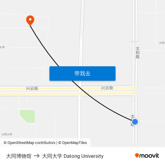 大同博物馆 to 大同大学 Datong University map