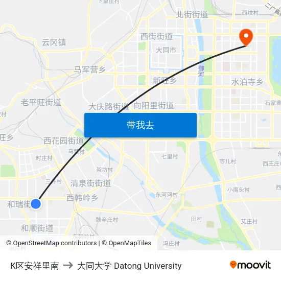 K区安祥里南 to 大同大学 Datong University map