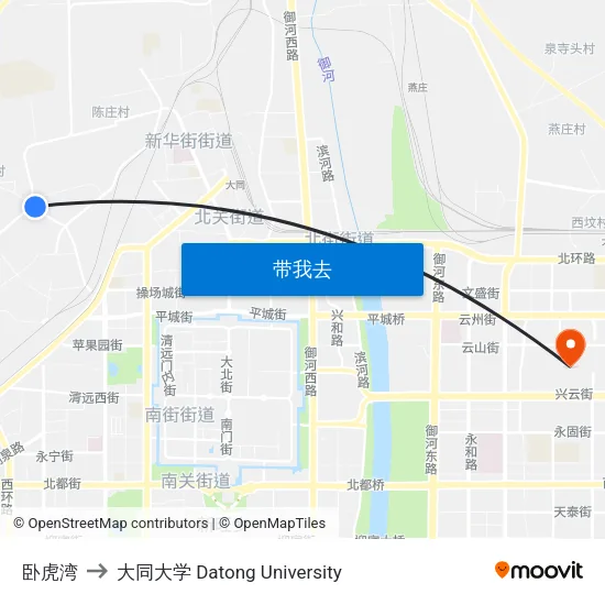 卧虎湾 to 大同大学 Datong University map