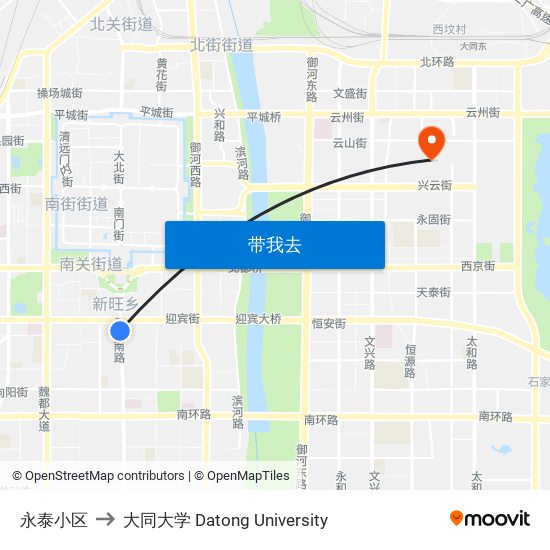 永泰小区 to 大同大学 Datong University map