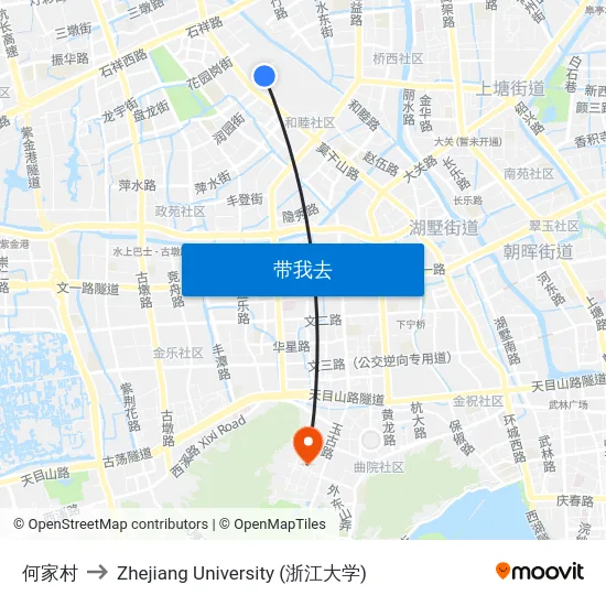 何家村 to Zhejiang University (浙江大学) map