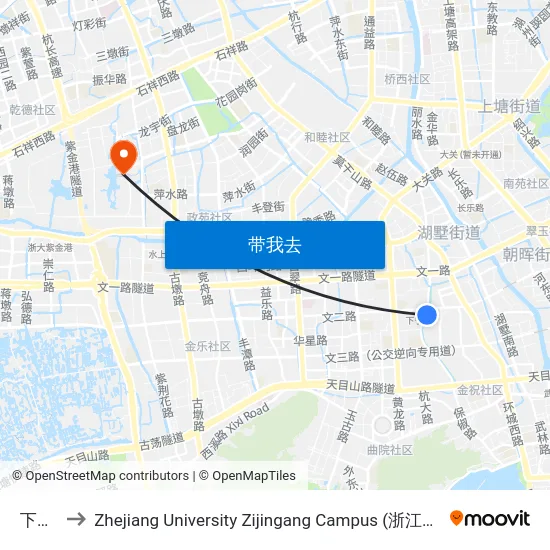 下宁巷 to Zhejiang University Zijingang Campus (浙江大学紫金港校区) map